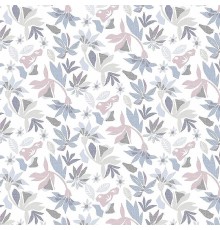 Обои Marburg Flora 47470 Винил на флизелине (0,53x10,05) Фиолетовый/Сиреневый/Белый, Листья/Цветы