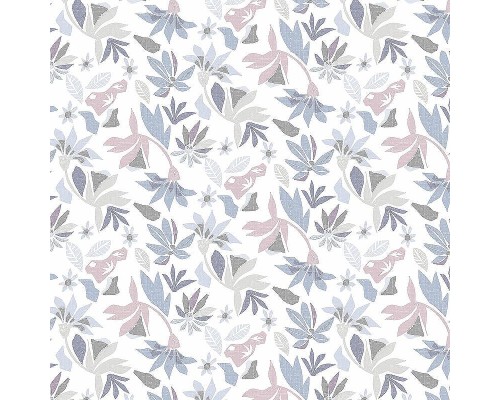 Обои Marburg Flora 47470 Винил на флизелине (0,53x10,05) Фиолетовый/Сиреневый/Белый, Листья/Цветы