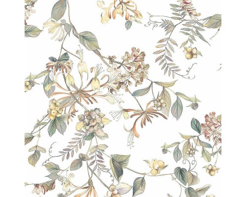 Обои Marburg Flora 47455 Винил на флизелине (0,53x10,05) Бежевый/Коричневый/Зеленый, Листья/Цветы