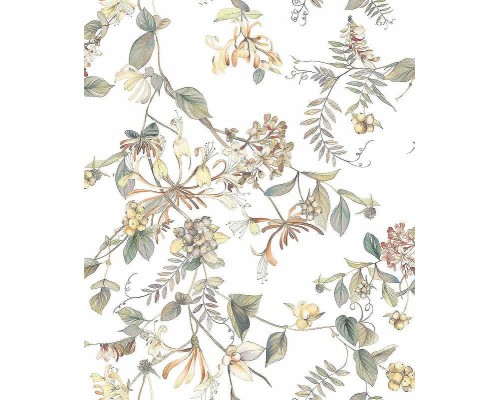 Обои Marburg Flora 47455 Винил на флизелине (0,53x10,05) Бежевый/Коричневый/Зеленый, Листья/Цветы