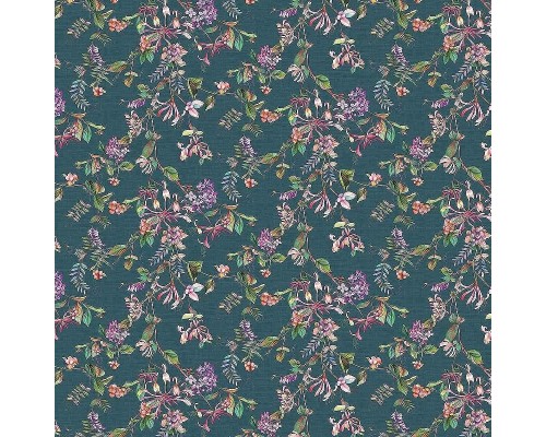 Обои Marburg Flora 47454 Винил на флизелине (0,53x10,05) Синий/Розовый/Зеленый, Листья/Цветы