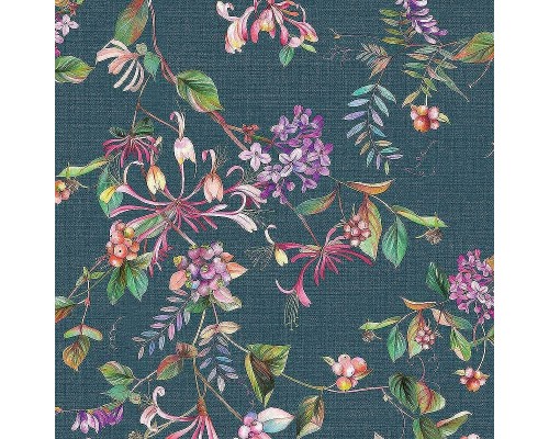 Обои Marburg Flora 47454 Винил на флизелине (0,53x10,05) Синий/Розовый/Зеленый, Листья/Цветы