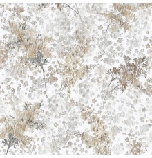 Обои Marburg Flora 47453 Винил на флизелине (0,53x10,05) Белый/Коричневый/Серый, Листья/Цветы