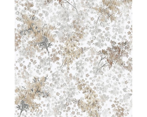 Обои Marburg Flora 47453 Винил на флизелине (0,53x10,05) Белый/Коричневый/Серый, Листья/Цветы