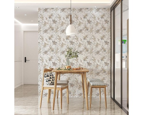 Обои Marburg Flora 47453 Винил на флизелине (0,53x10,05) Белый/Коричневый/Серый, Листья/Цветы