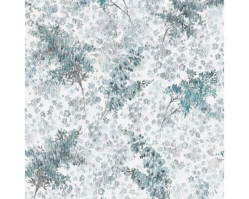 Обои Marburg Flora 47451 Винил на флизелине (0,53x10,05) Серый/Голубой/Синий, Листья/Абстракция