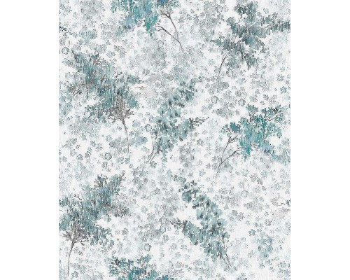 Обои Marburg Flora 47451 Винил на флизелине (0,53x10,05) Серый/Голубой/Синий, Листья/Абстракция