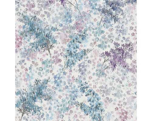 Обои Marburg Flora 47450 Винил на флизелине (0,53x10,05) Фиолетовый/Синий/Розовый, Листья/Абстракция