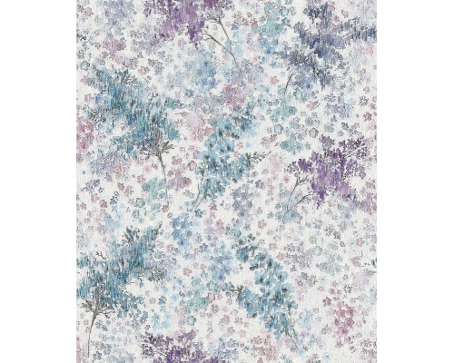 Обои Marburg Flora 47450 Винил на флизелине (0,53x10,05) Фиолетовый/Синий/Розовый, Листья/Абстракция