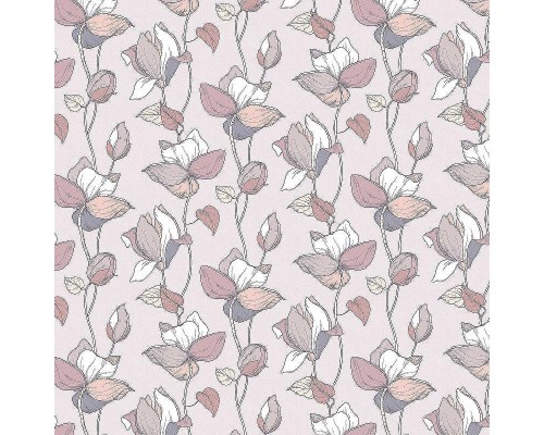 Обои Marburg Flora 47474 Винил на флизелине (0,53x10,05) Бежевый/Розовый, Цветы/Листья