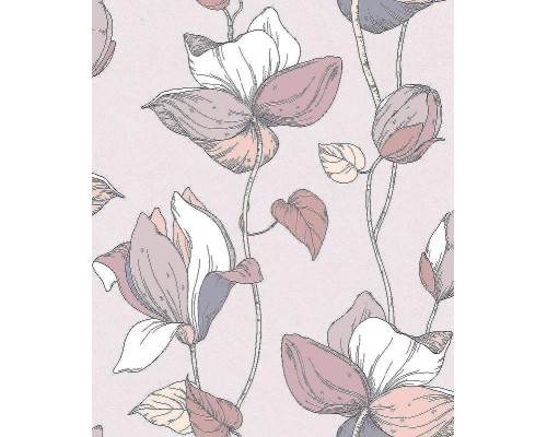 Обои Marburg Flora 47474 Винил на флизелине (0,53x10,05) Бежевый/Розовый, Цветы/Листья