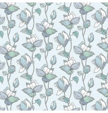 Обои Marburg Flora 47473 Винил на флизелине (0,53x10,05) Зеленый/Голубой, Цветы/Листья