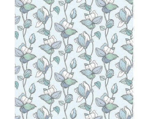 Обои Marburg Flora 47473 Винил на флизелине (0,53x10,05) Зеленый/Голубой, Цветы/Листья
