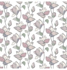 Обои Marburg Flora 47472 Винил на флизелине (0,53x10,05) Розовый/Зеленый/Белый, Цветы/Листья