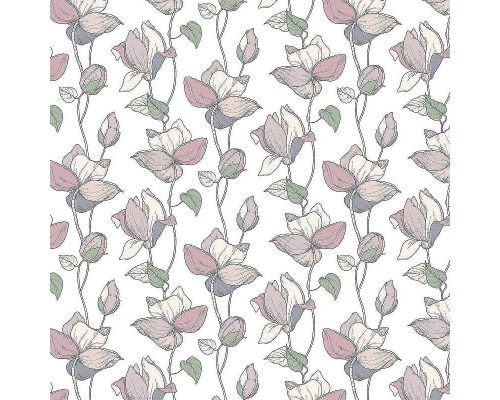 Обои Marburg Flora 47472 Винил на флизелине (0,53x10,05) Розовый/Зеленый/Белый, Цветы/Листья