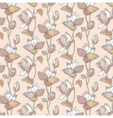 Обои Marburg Flora 47471 Винил на флизелине (0,53x10,05) Бежевый/Розовый/Белый, Цветы/Листья