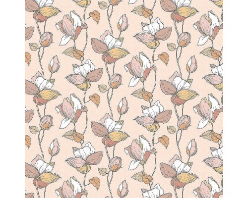 Обои Marburg Flora 47471 Винил на флизелине (0,53x10,05) Бежевый/Розовый/Белый, Цветы/Листья