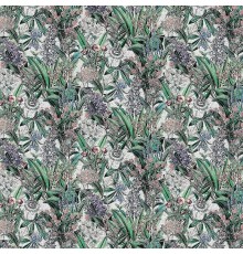 Обои Marburg Flora 47477 Винил на флизелине (0,53x10,05) Синий/Фиолетовый/Серый/Зеленый, Цветы/Листья/Штукатурка