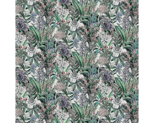Обои Marburg Flora 47477 Винил на флизелине (0,53x10,05) Синий/Фиолетовый/Серый/Зеленый, Цветы/Листья/Штукатурка