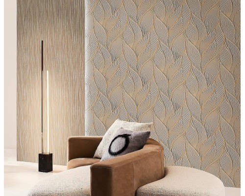 Обои Zambaiti Parati Trussardi VII 18909 Винил на флизелине (0,7x10,05) Коричневый/Черный, Абстракция/Листья