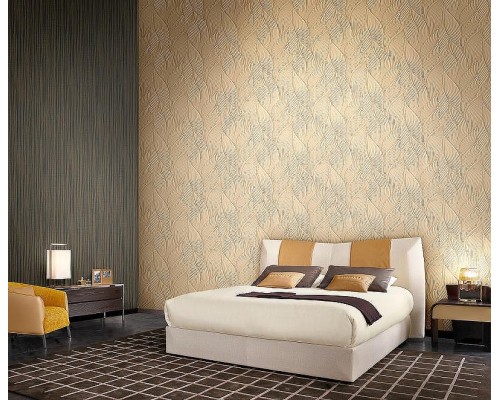 Обои Zambaiti Parati Trussardi VII 18910 Винил на флизелине (0,7x10,05) Бежевый/Золото, Абстракция/Листья