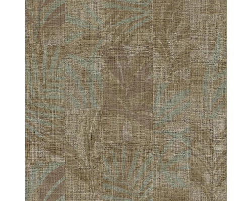 Обои Zambaiti Parati Trussardi VII 18913 Винил на флизелине (0,7x10,05) Коричневый/Бирюзовый, Геометрия/Листья/Рогожка