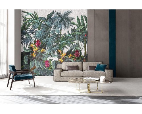 Панно Zambaiti Parati Trussardi VII 18974 Винил на флизелине (3x3) Зеленый/Разноцветный, Листья/Природа/Цветы