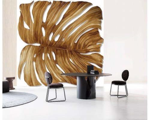 Панно Zambaiti Parati Trussardi VII 18980 Винил на флизелине (3x3) Белый/Коричневый, Листья