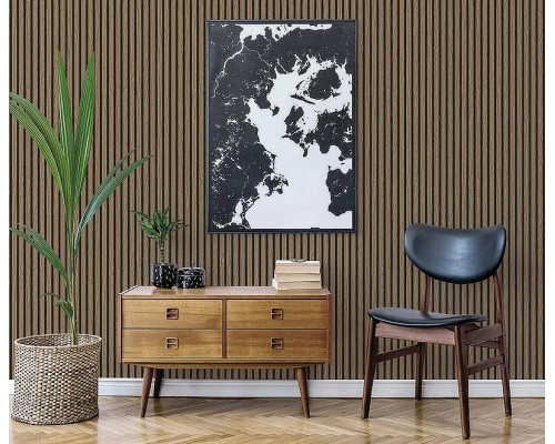 Обои Zambaiti Parati Savana 77551 Винил на флизелине (0,53x10,05) Коричневый/Черный, Под дерево/Полоса