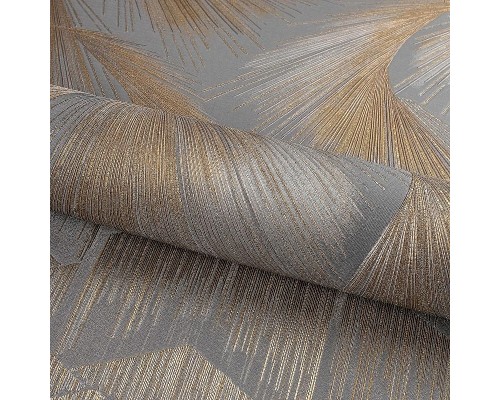 Обои Fipar Platino R 23701 Винил на флизелине (1,06x10,05) Серый/Золото, Абстракция/Перья