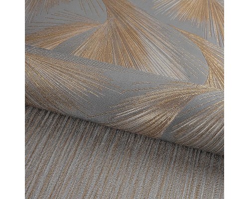 Обои Fipar Platino R 23701 Винил на флизелине (1,06x10,05) Серый/Золото, Абстракция/Перья