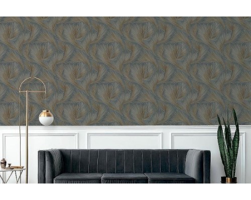 Обои Fipar Platino R 23701 Винил на флизелине (1,06x10,05) Серый/Золото, Абстракция/Перья