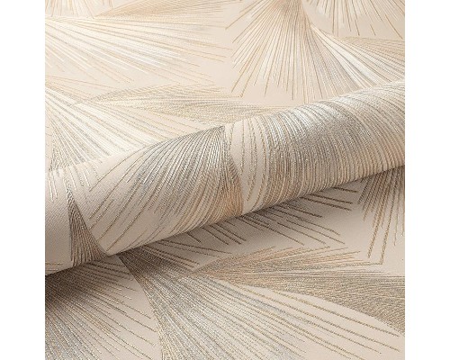 Обои Fipar Platino R 23713 Винил на флизелине (1,06x10,05) Серый/Золото/Бежевый, Абстракция/Перья