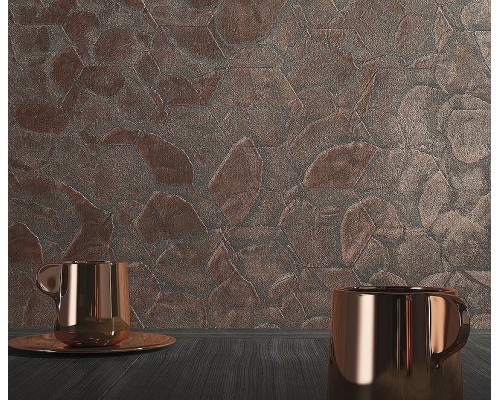 Обои Zambaiti Parati Fuksas Z54505 Винил на флизелине (0,7x10,05) Бирюзовый/Коричневый, Геометрия