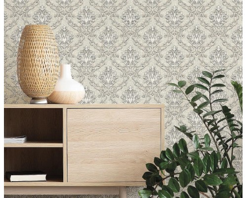 Обои Zambaiti Parati Tradizione Italiana 2025 Z21720 Винил на флизелине (0,53x10,05) Серый, Дамаск