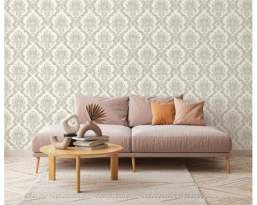 Обои Zambaiti Parati Tradizione Italiana 2025 Z21741 Винил на флизелине (0,53x10,05) Серый, Дамаск