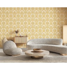 Обои Zambaiti Parati Tradizione Italiana 2025 Z21728 Винил на флизелине (0,53x10,05) Бежевый/Золото, Дамаск