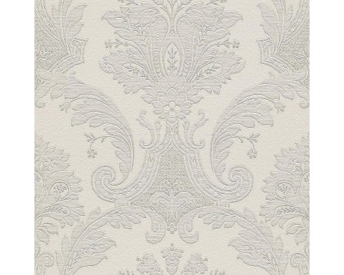 Обои Zambaiti Parati Tradizione Italiana 2025 Z21731 Винил на флизелине (0,53x10,05) Белый/Серый, Дамаск