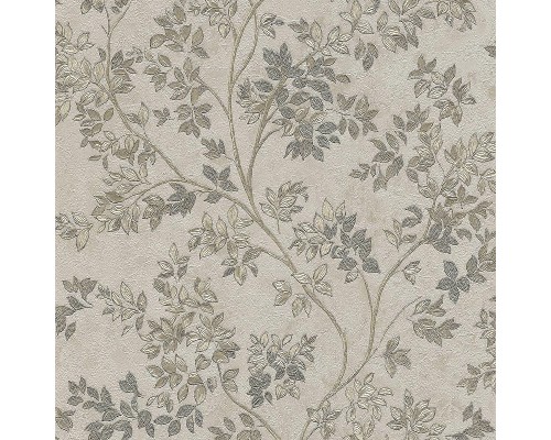 Обои Zambaiti Parati Tradizione Italiana 2025 Z21704 Винил на флизелине (0,53x10,05) Бежевый/Серый, Листья