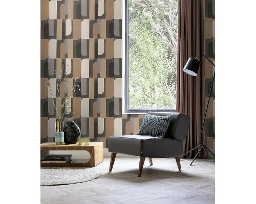 Обои RASCH Garden 330533 Винил на флизелине (0,53x10,05) Коричневый/Серый, Геометрия