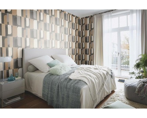 Обои RASCH Garden 330533 Винил на флизелине (0,53x10,05) Коричневый/Серый, Геометрия