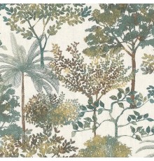 Обои RASCH Garden 867329 Винил на флизелине (0,53x10,05) Белый/Зеленый/Коричневый, Деревья/Листья