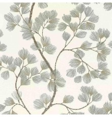 Обои RASCH Garden 866902 Винил на флизелине (0,53x10,05) Белый/Зеленый/Коричневый, Листья
