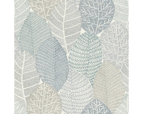 Обои RASCH Garden 867114 Винил на флизелине (0,53x10,05) Бежевый/Зеленый/Бирюзовый, Листья