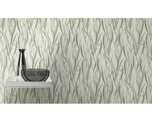 Обои RASCH Garden 330212 Винил на флизелине (0,53x10,05) Бежевый/Зеленый/Коричневый, Листья