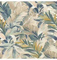 Обои RASCH Garden 865202 Винил на флизелине (0,53x10,05) Бежевый/Зеленый/Коричневый, Листья