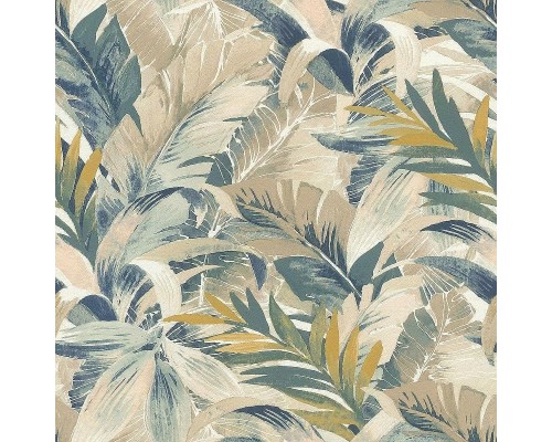 Обои RASCH Garden 865202 Винил на флизелине (0,53x10,05) Бежевый/Зеленый/Коричневый, Листья