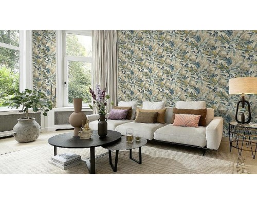 Обои RASCH Garden 865202 Винил на флизелине (0,53x10,05) Бежевый/Зеленый/Коричневый, Листья