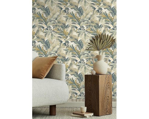 Обои RASCH Garden 865202 Винил на флизелине (0,53x10,05) Бежевый/Зеленый/Коричневый, Листья