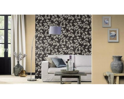 Обои RASCH Garden 866926 Винил на флизелине (0,53x10,05) Черный, Листья